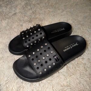 Juicy Couture Black Slides with Silver Accents